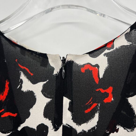 A.L.C. Dress Womens 0 Silk Dark Floral Swing Asymmetrical Hem Midi Career‎ - Picture 7 of 8